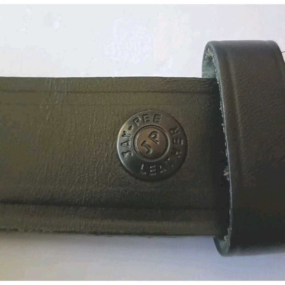 JayPee Top Grain  Leather Belt  Size 36 Black Brass Buckle Men's Bridle Cowhide
